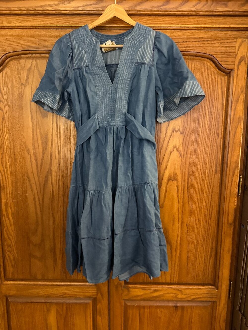 kate spade Blue Cotton Tiered V-Neck Dress